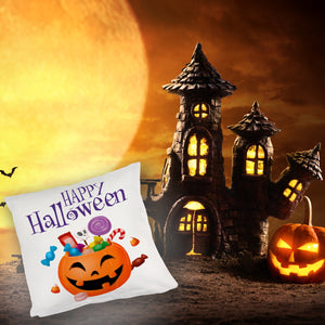 Happy Halloween Kissen mit Kürbis voller Süßigkeiten