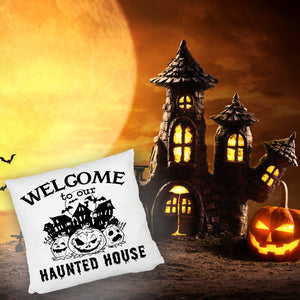 Geisterhaus Halloween Kissen mit Spruch - Welcome to our haunted house