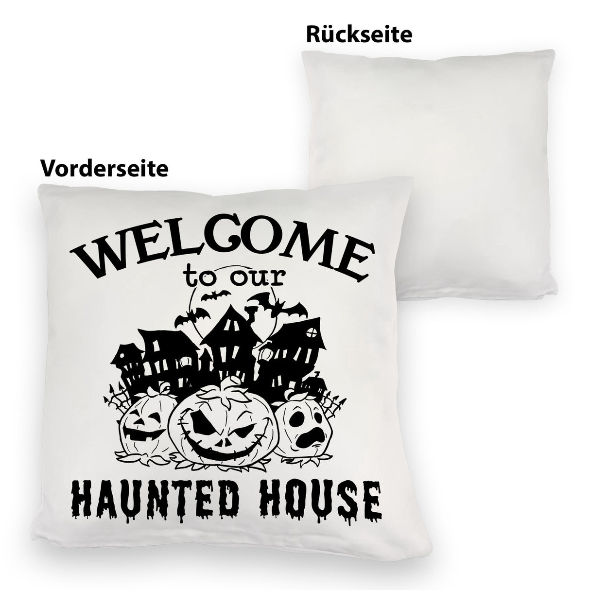 Geisterhaus Halloween Kissen mit Spruch - Welcome to our haunted house