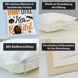 Geister Kissen mit Spruch - Spooky little Miss Bootiful