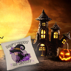 Hexen Kissen mit Spruch - Don't worry be witchy