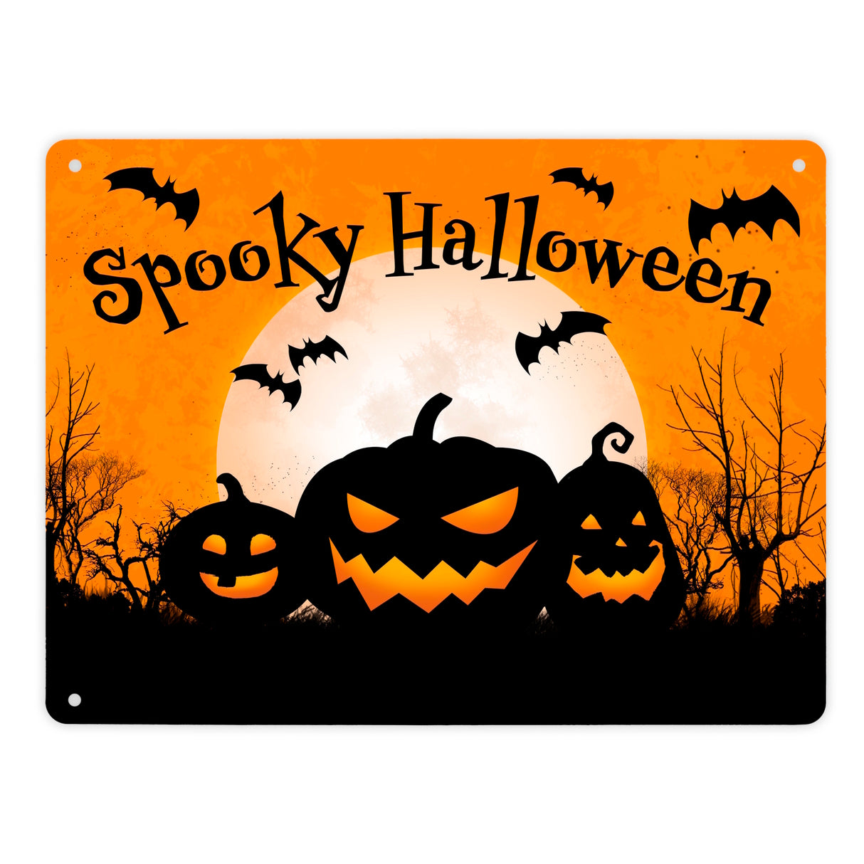 Spooky Halloween Kürbis Fledermaus Metallschild in 15x20 cm