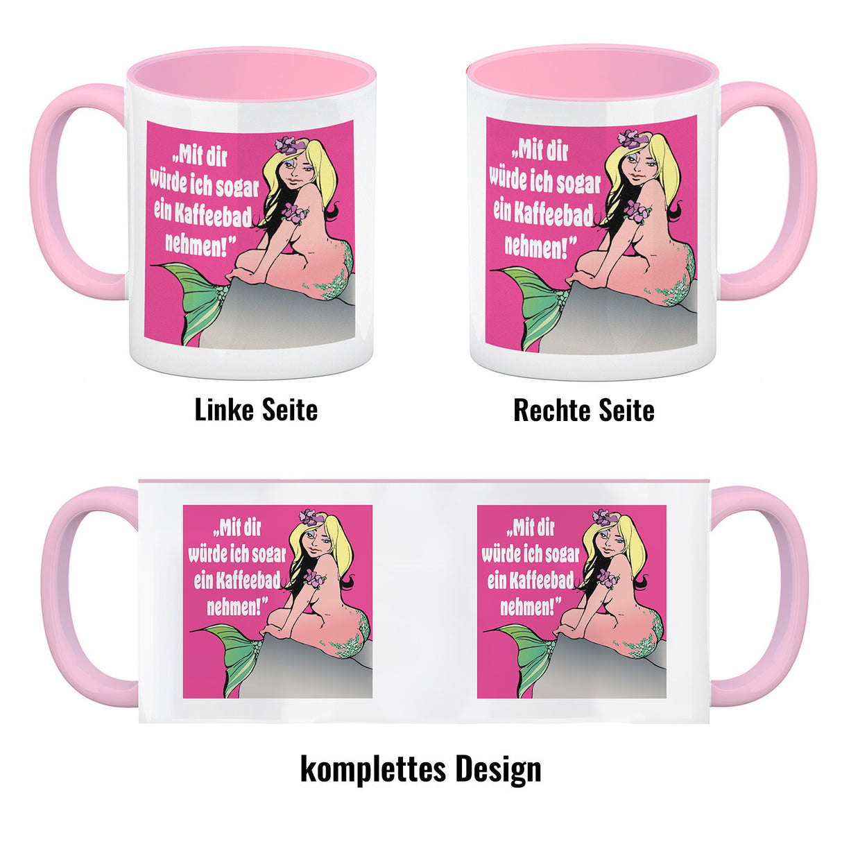Kaffeebad mit Meerjungfrau Kaffeebecher in pink
