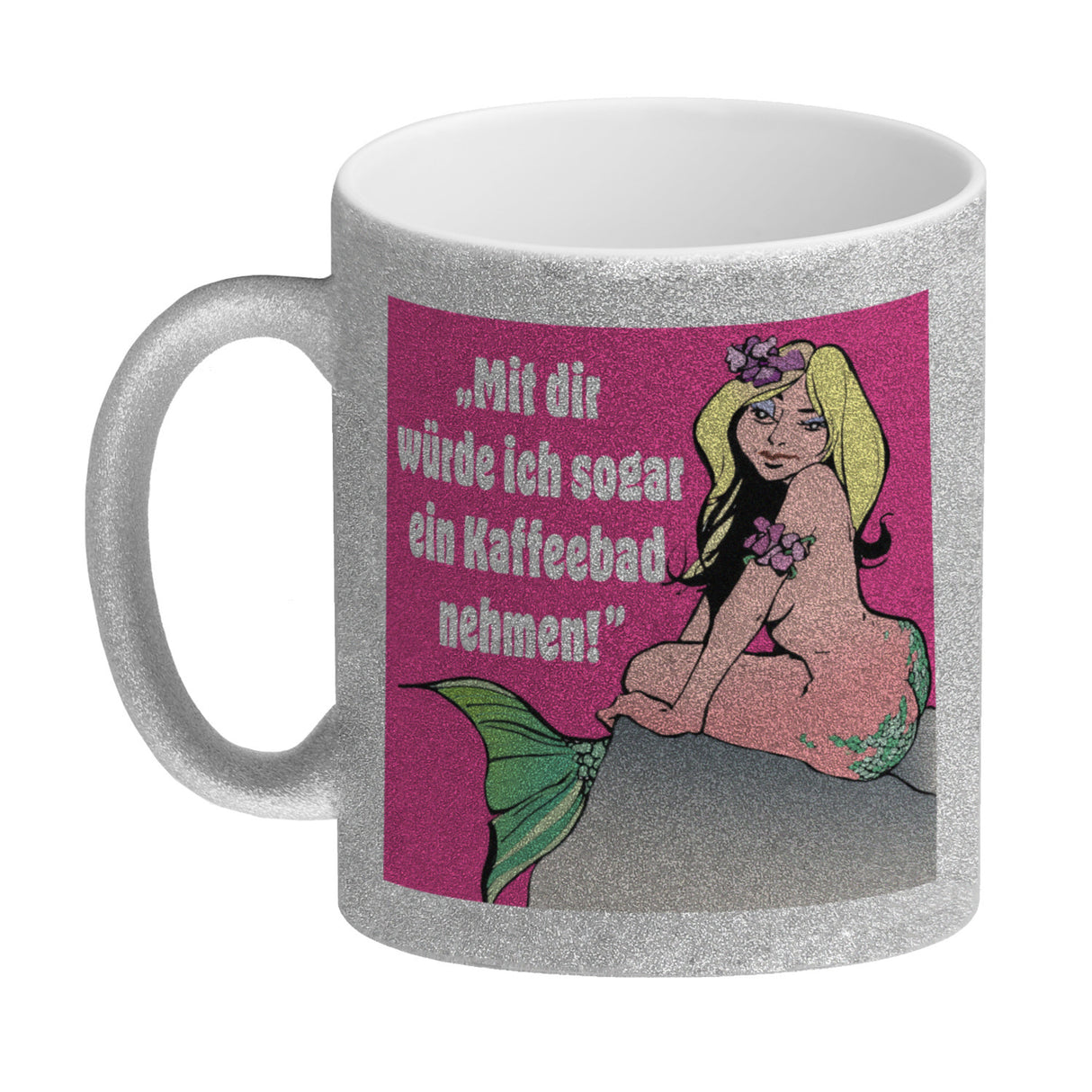 Kaffeebad mit Meerjungfrau Kaffeebecher in pink