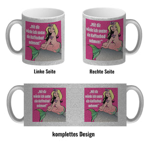 Kaffeebad mit Meerjungfrau Kaffeebecher in pink