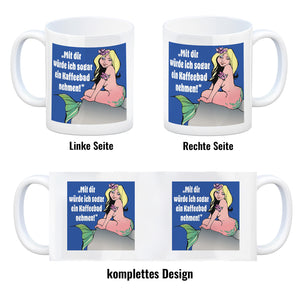 Kaffeebad mit Meerjungfrau Kaffeebecher in pink