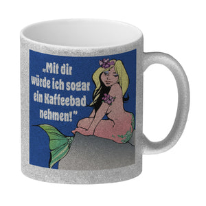 Kaffeebad mit Meerjungfrau Kaffeebecher in pink