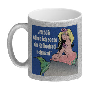 Kaffeebad mit Meerjungfrau Kaffeebecher in pink