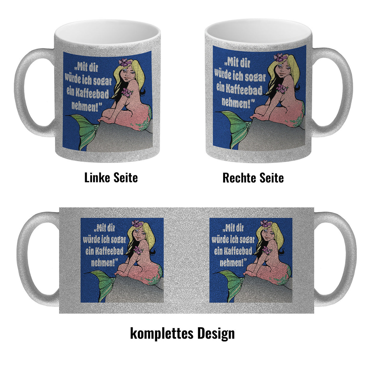 Kaffeebad mit Meerjungfrau Kaffeebecher in pink