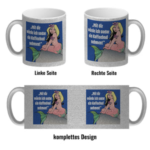 Kaffeebad mit Meerjungfrau Kaffeebecher in pink