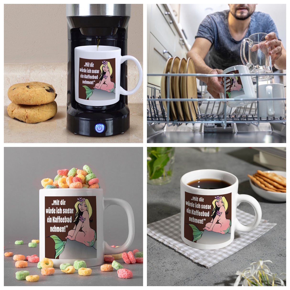 Kaffeebad mit Meerjungfrau Kaffeebecher in pink