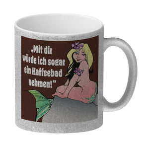 Kaffeebad mit Meerjungfrau Kaffeebecher in pink