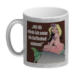Kaffeebad mit Meerjungfrau Kaffeebecher in pink