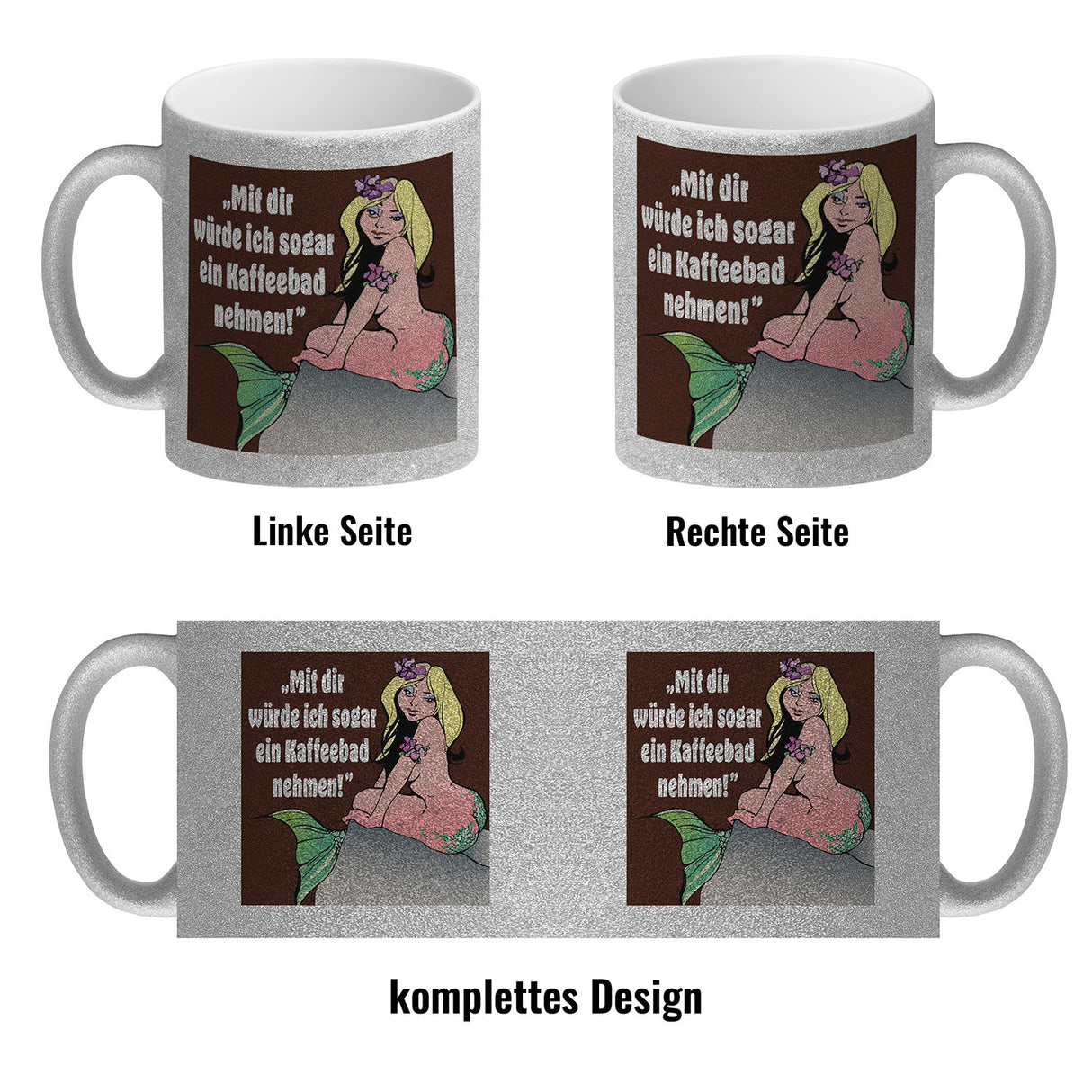 Kaffeebad mit Meerjungfrau Kaffeebecher in pink