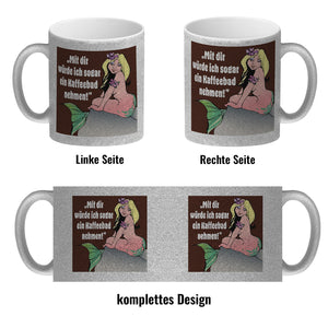 Kaffeebad mit Meerjungfrau Kaffeebecher in pink