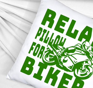 Relax Biker Kissen mit Motorradfahrer Motiv