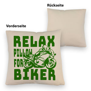 Relax Biker Kissen mit Motorradfahrer Motiv