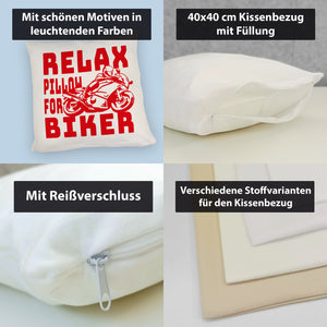Relax Biker Kissen mit Motorradfahrer Motiv