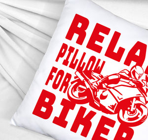 Relax Biker Kissen mit Motorradfahrer Motiv