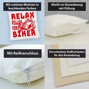 Relax Biker Kissen mit Motorradfahrer Motiv