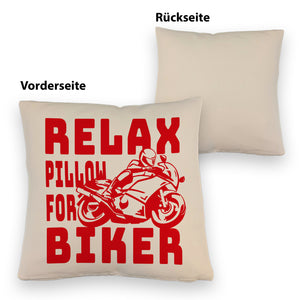 Relax Biker Kissen mit Motorradfahrer Motiv