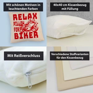 Relax Biker Kissen mit Motorradfahrer Motiv