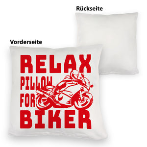 Relax Biker Kissen mit Motorradfahrer Motiv