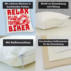 Relax Biker Kissen mit Motorradfahrer Motiv