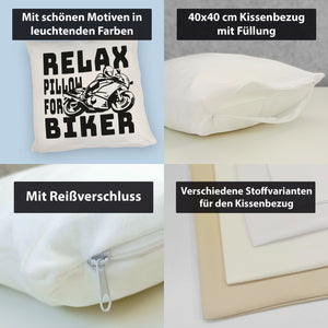 Relax Biker Kissen mit Motorradfahrer Motiv