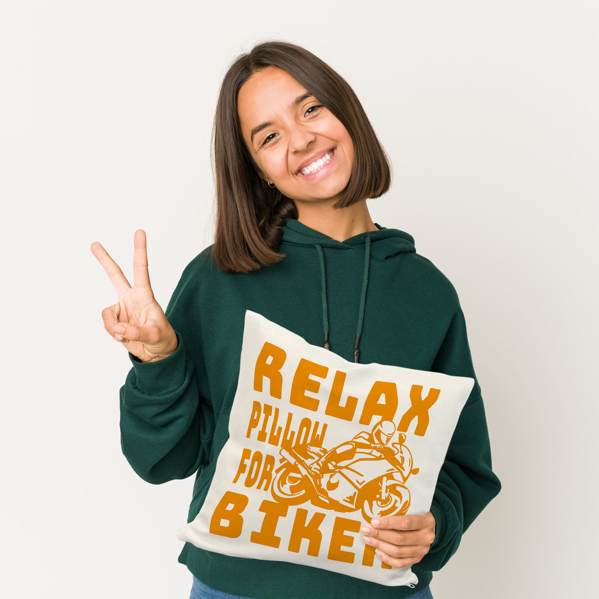 Relax Biker Kissen mit Motorradfahrer Motiv