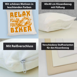 Relax Biker Kissen mit Motorradfahrer Motiv