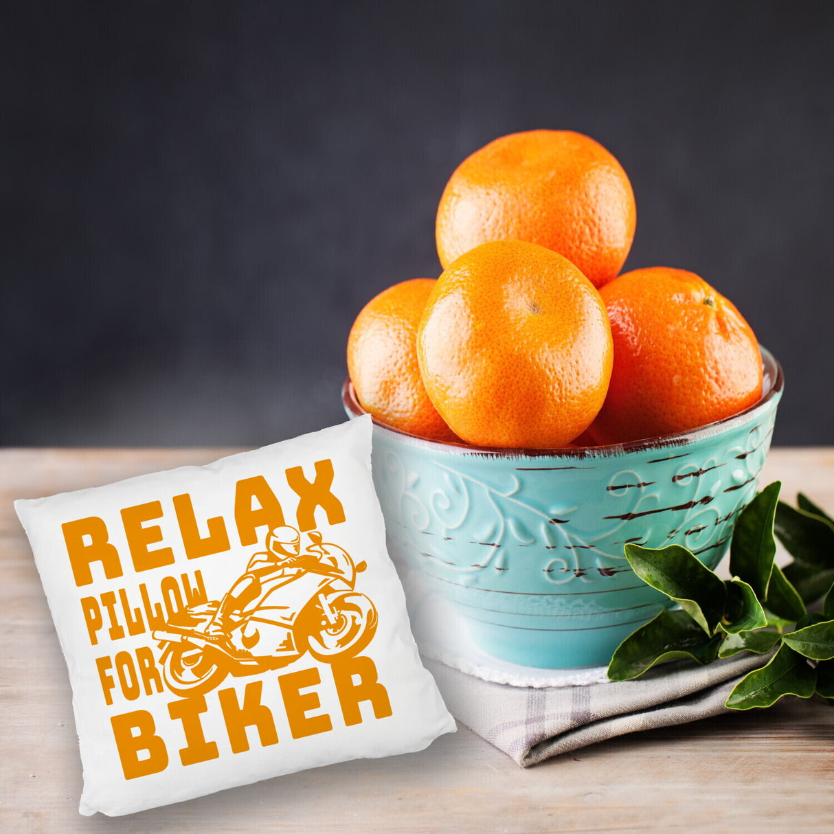 Relax Biker Kissen mit Motorradfahrer Motiv