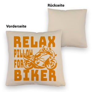 Relax Biker Kissen mit Motorradfahrer Motiv
