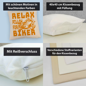 Relax Biker Kissen mit Motorradfahrer Motiv