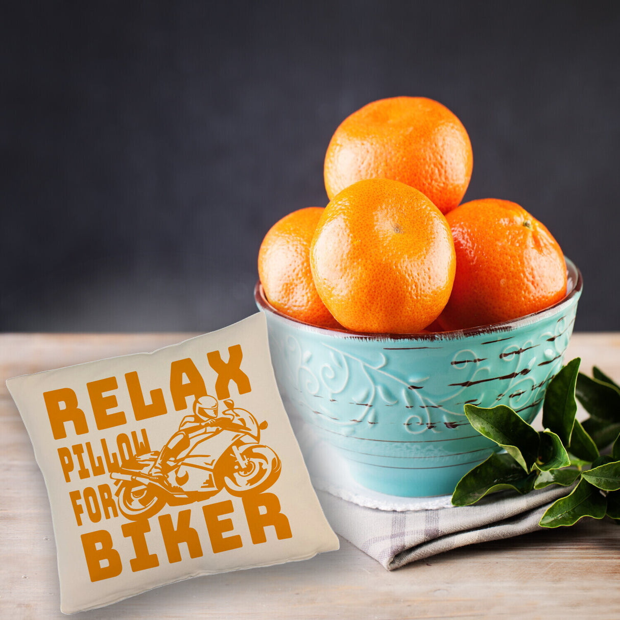Relax Biker Kissen mit Motorradfahrer Motiv