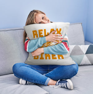 Relax Biker Kissen mit Motorradfahrer Motiv
