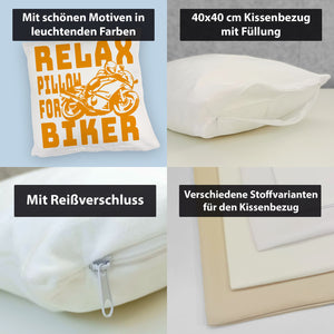 Relax Biker Kissen mit Motorradfahrer Motiv