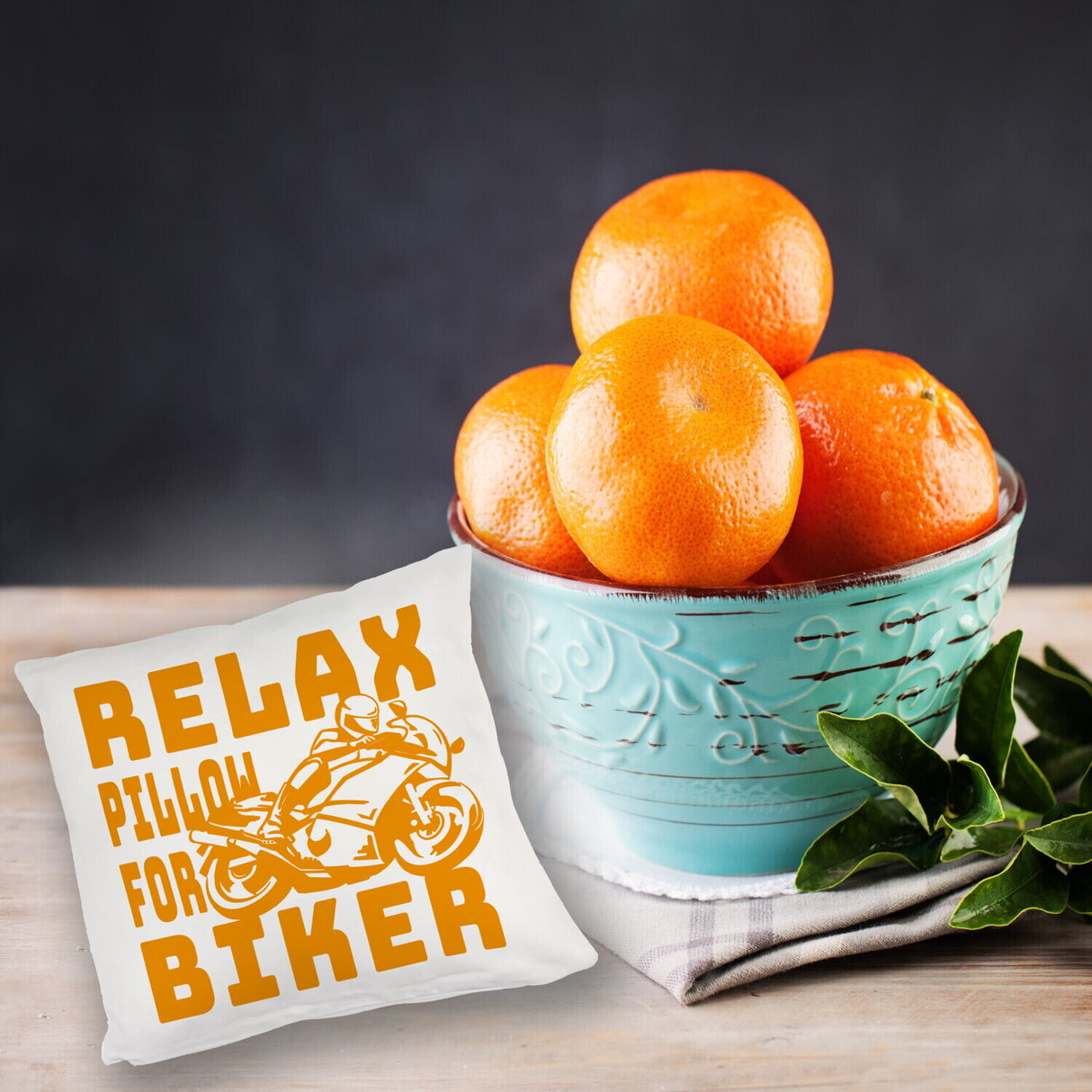 Relax Biker Kissen mit Motorradfahrer Motiv