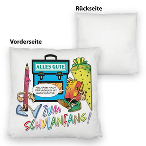 Alles Gute zum Schulanfang Kissen mit lustigen Schulmotiven