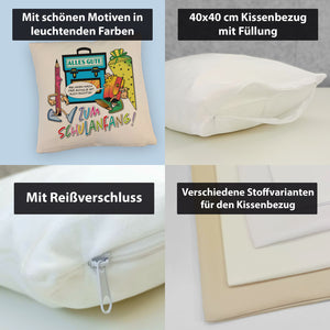 Alles Gute zum Schulanfang Kissen mit lustigen Schulmotiven