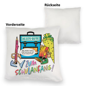 Alles Gute zum Schulanfang Kissen mit lustigen Schulmotiven