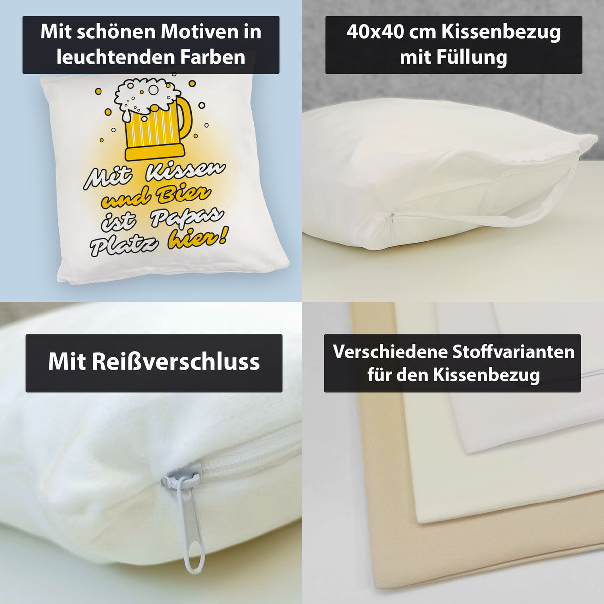 Stammplatz Bier Kissen für Väter zum Vatertag mit Spruch