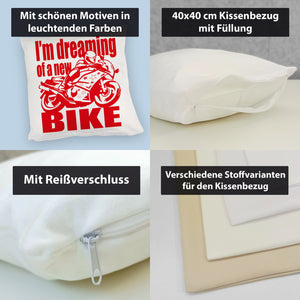 Biker Traum Kissen mit Motorrad und Spruch