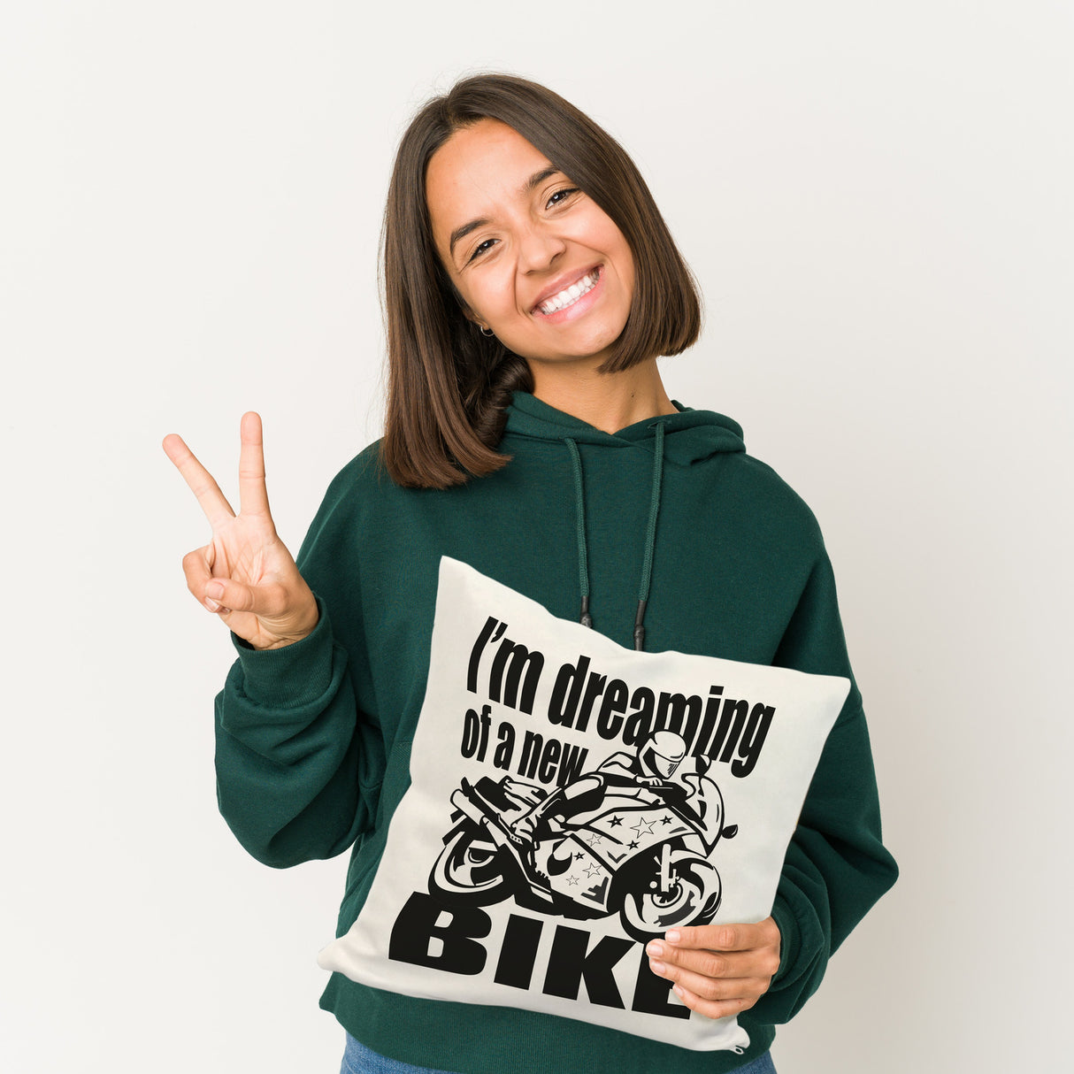 Biker Traum Kissen mit Motorrad und Spruch