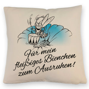 Kissen mit Bienen Motiv mit Spruch mein fleißiges Bienchen