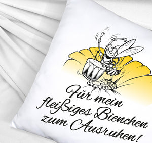 Kissen mit Bienen Motiv mit Spruch mein fleißiges Bienchen