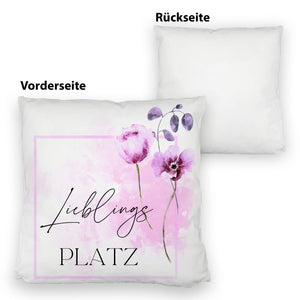 Lieblingsplatz Kissen mit Tulpen Motiv für Freunde zum Geburtstag
