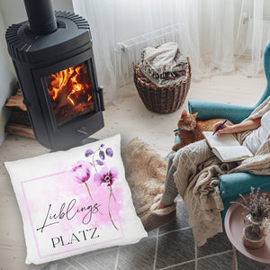 Lieblingsplatz Kissen mit Tulpen Motiv für Freunde zum Geburtstag