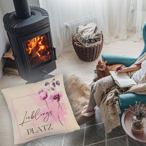 Lieblingsplatz Kissen mit Tulpen Motiv für Freunde zum Geburtstag