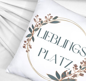 Lieblingsplatz Kissen mit Blumen Motiv für Freunde zum Geburtstag